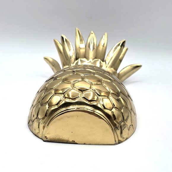 HAMPTON SOLID BRASS PINEAPPLE HANGING WALL POCKET VASE MCM HOLLYWOOD REGENCY VTG - Picture 6 of 9